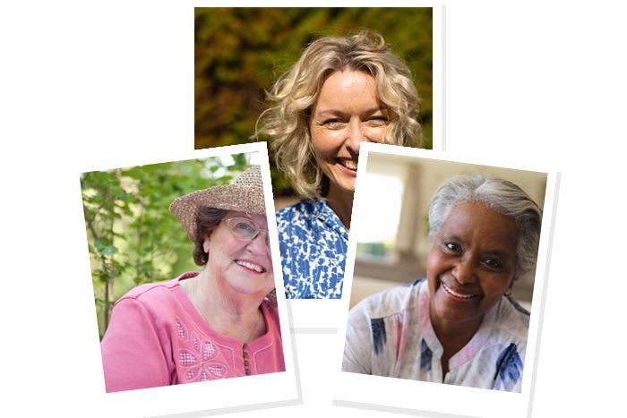 Mature women over 70 featured in a senior dating collage